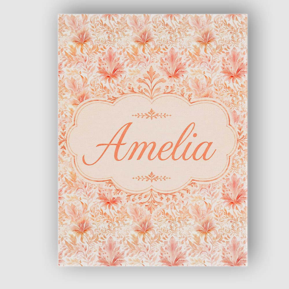 Personalised Name Elegant Floral Botanical Custom Bespoke Contemporary Statement Canvas Wall Art Print Decor Picture Ready to Hang