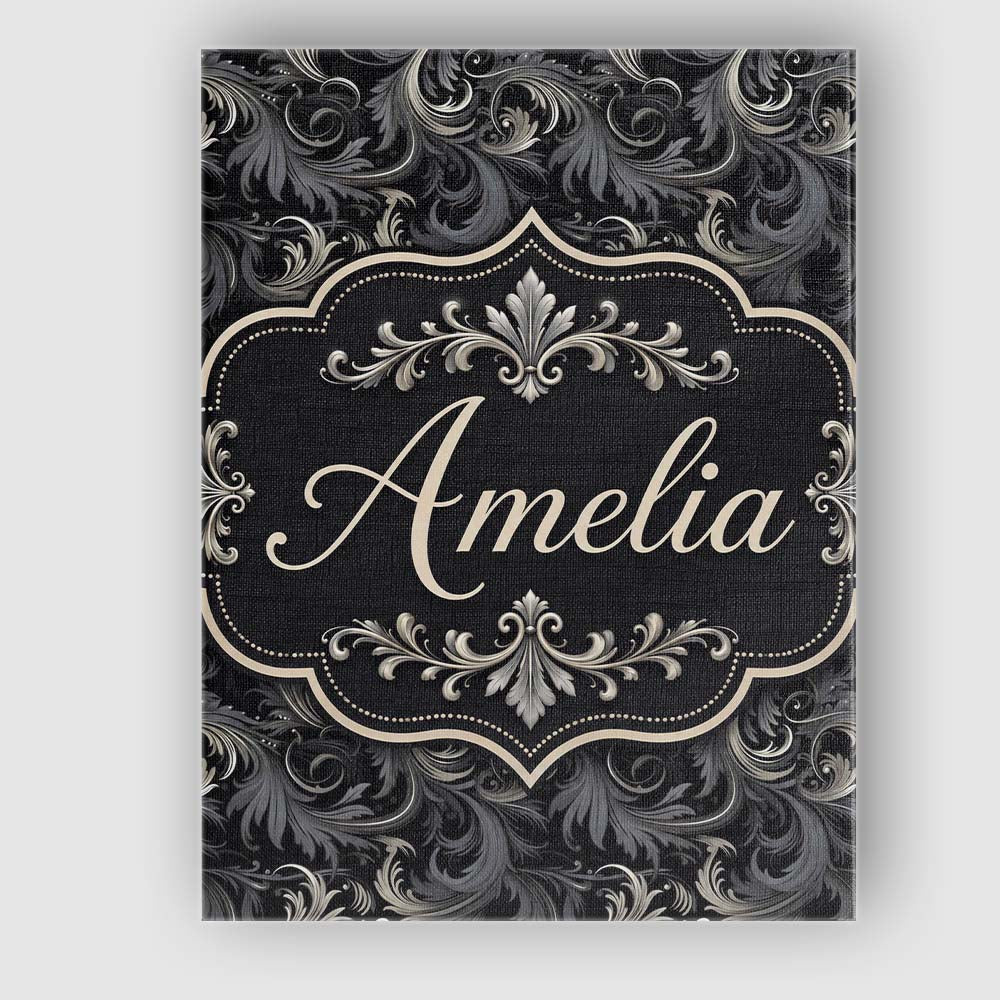 Personalised Name Luxury Dark Baroque Custom Modern Room Accent Creative Decorator Style Canvas Wall Art Print Decor Picture Ready to Hang
