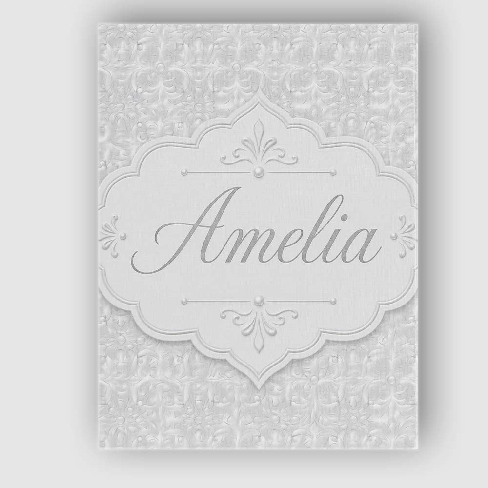 Personalised Name Subtle White Embossed Custom Modern Room Accent Elegant Feature Canvas Wall Art Print Decor Picture Ready to Hang