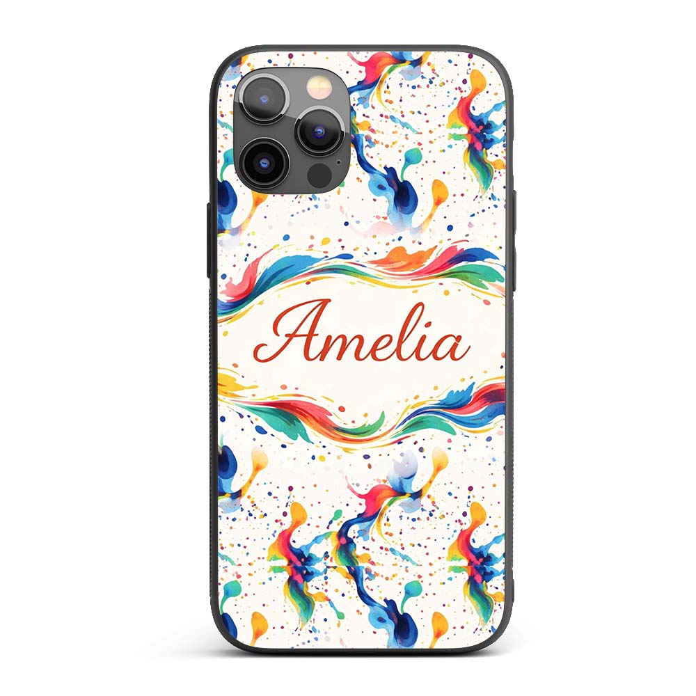 Soft Blush Watercolour Splash Pink Mint Abstract Custom Name Protective Phone Case Mobile Cover Durable Everyday Smartphone Shock Resistant
