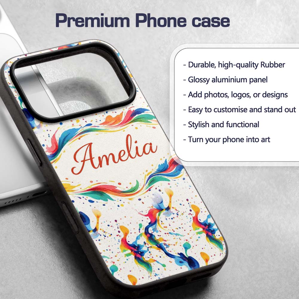 Soft Blush Watercolour Splash Pink Mint Abstract Custom Name Protective Phone Case Mobile Cover Durable Everyday Smartphone Shock Resistant