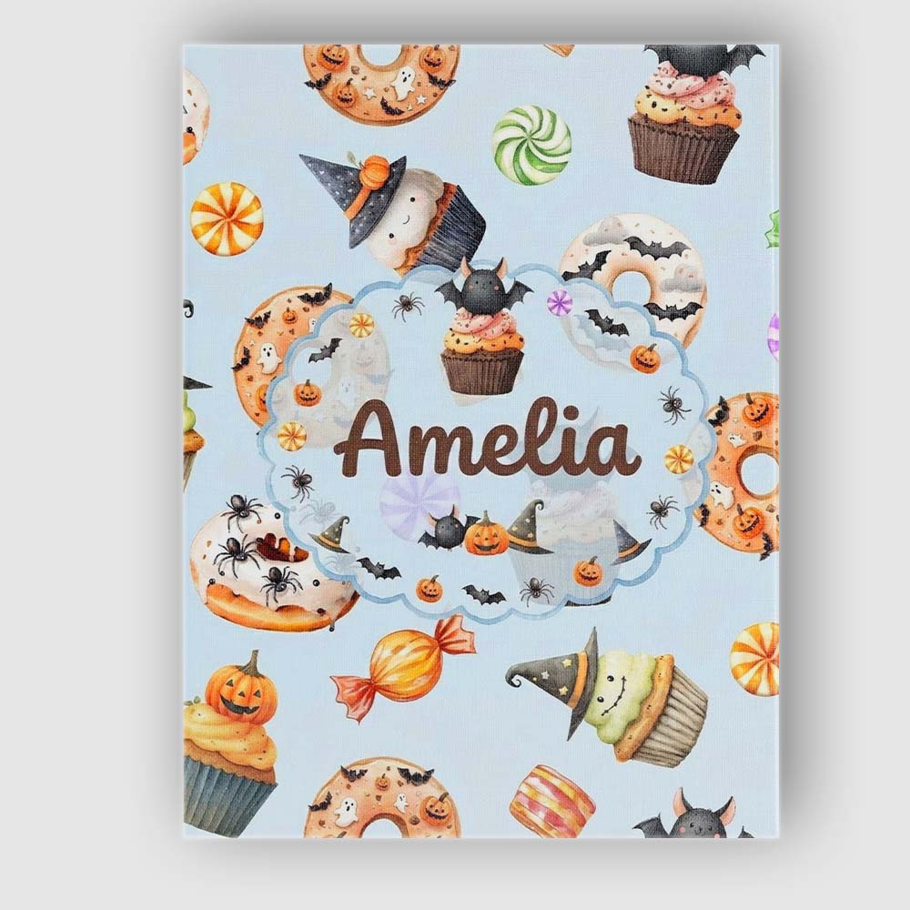 Personalised Name Cute Halloween Donuts Custom Modern Room Accent Elegant Feature Canvas Wall Art Print Decor Picture Ready to Hang