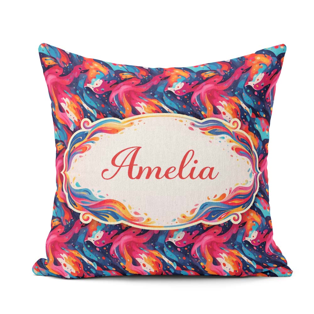 Custom Name High Contrast Swirl Red Black White Abstract Pattern Square Filled Cushion Throw Pillow Sofa Bed Home Decor Zip Washable UK Made