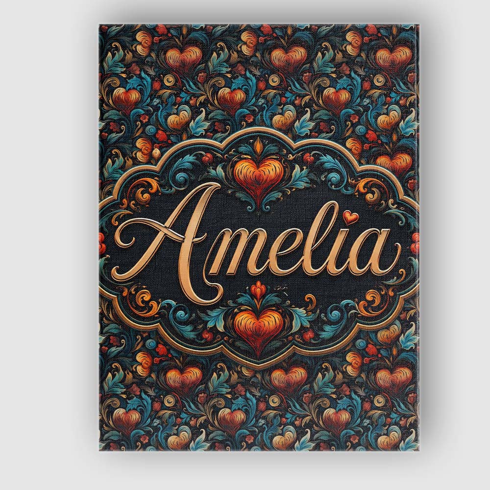 Personalised Name Luxurious Ornate Floral Custom Unique Gift Idea Elegant Feature Canvas Wall Art Print Decor Picture Ready to Hang
