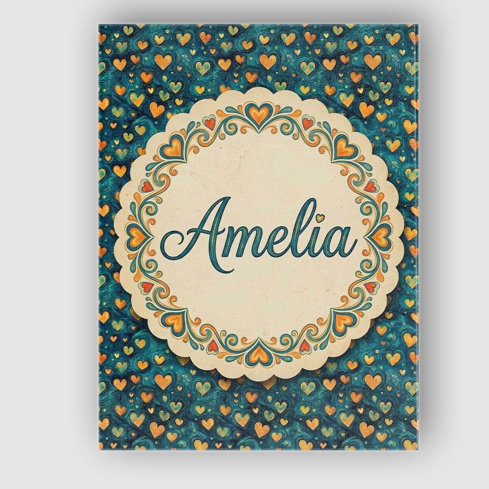 Personalised Name Artistic Blue and Gold Custom Unique Gift Idea Elegant Feature Canvas Wall Art Print Decor Picture Ready to Hang