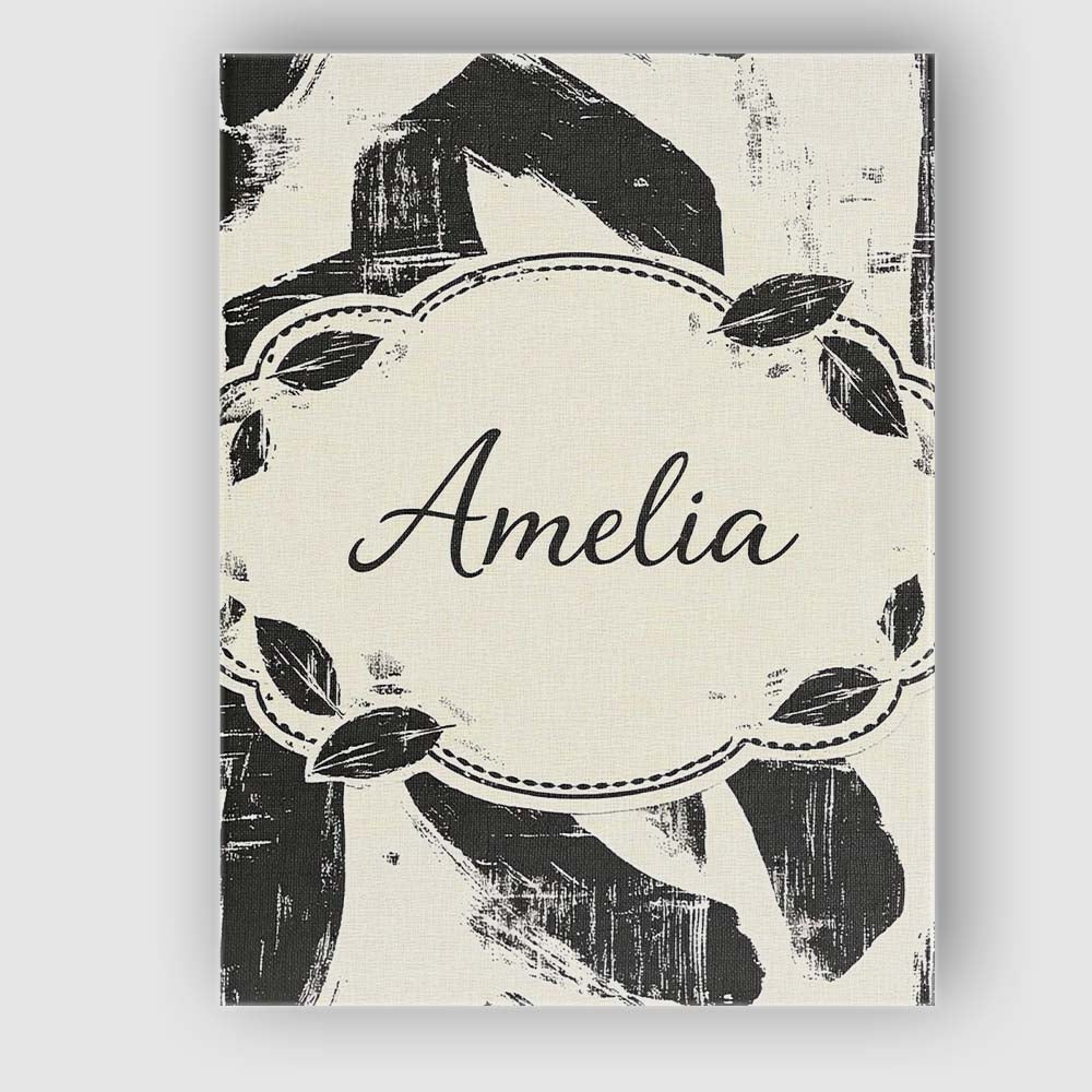 Personalised Name Bold Expressionist Brush Strokes Black Cream Custom Modern Room Accent Canvas Wall Art Print Decor Picture Ready to Hang