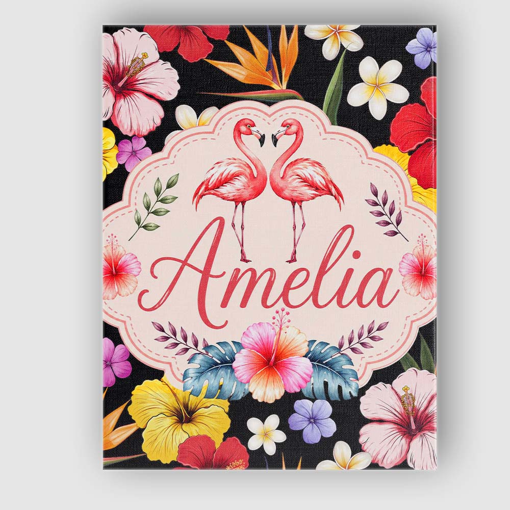 Personalised Name Cute Tropical Hibiscus Custom Unique Gift Idea Elegant Feature Canvas Wall Art Print Decor Picture Ready to Hang