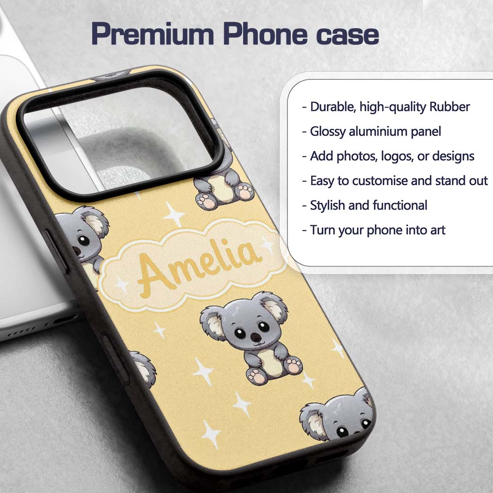 Cute Baby Koala Bears on Soft Beige Background Custom Name Protective Phone Case Mobile Cover Durable Everyday Smartphone Shock Resistant
