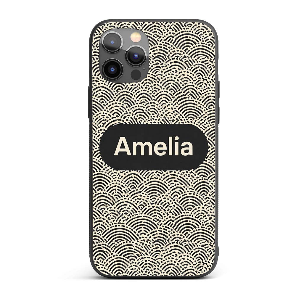 Wave Line Texture Black Cream Flowing Abstract Custom Name Protective Phone Case Mobile Cover Durable Everyday Smartphone Shock Resistant