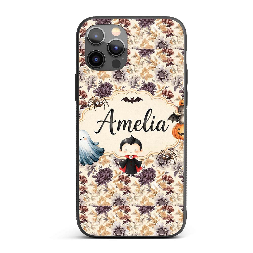 Vintage Floral Chrysanthemum Flowers on Cream Custom Name Protective Phone Case Mobile Cover Durable Everyday Smartphone Shock Resistant