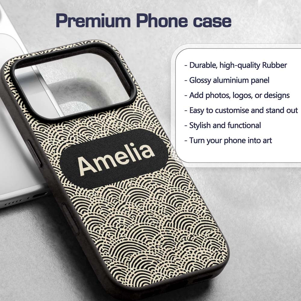 Wave Line Texture Black Cream Flowing Abstract Custom Name Protective Phone Case Mobile Cover Durable Everyday Smartphone Shock Resistant