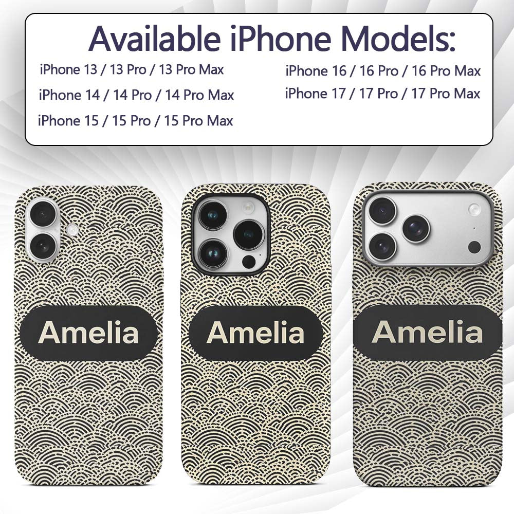Wave Line Texture Black Cream Flowing Abstract Custom Name Protective Phone Case Mobile Cover Durable Everyday Smartphone Shock Resistant
