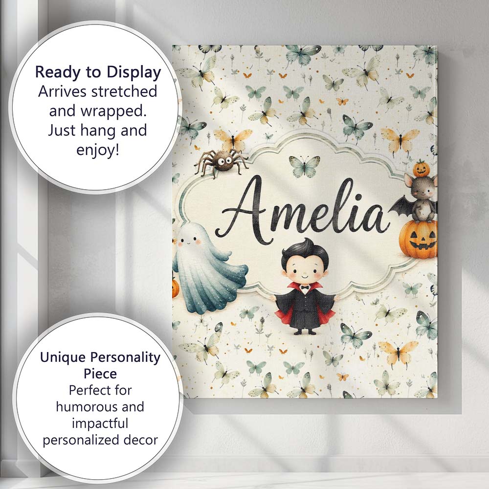 Personalised Name Soft Watercolor Butterflies Custom Unique Gift Idea Modern Room Accent Canvas Wall Art Print Decor Picture Ready to Hang