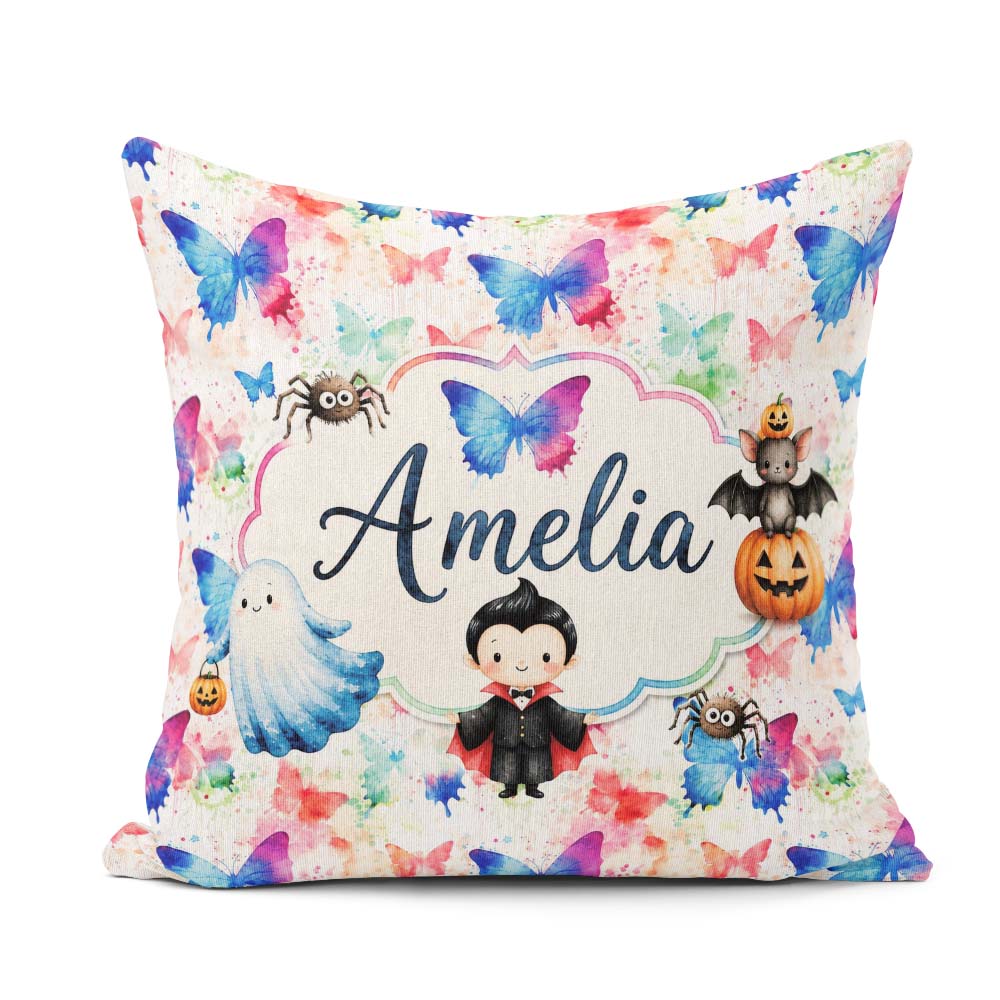 Custom Name Artistic Watercolor Butterflies with Splash Seamless Square Filled Cushion Throw Pillow Sofa Bed Home Decor Zip Washable UK Made