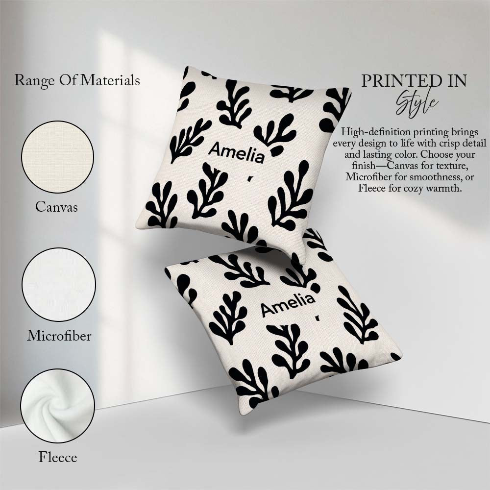 Custom Name Contour Lines Black Cream Abstract Landscape Pattern Square Filled Cushion Throw Pillow Sofa Bed Home Decor Zip Washable UK Made