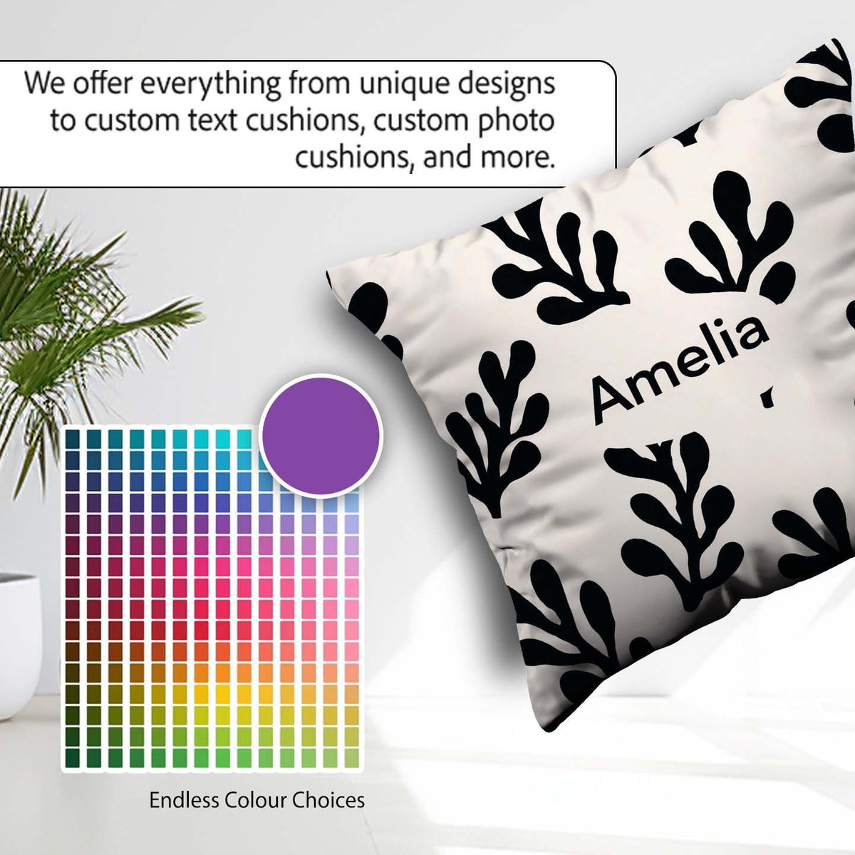 Custom Name Contour Lines Black Cream Abstract Landscape Pattern Square Filled Cushion Throw Pillow Sofa Bed Home Decor Zip Washable UK Made