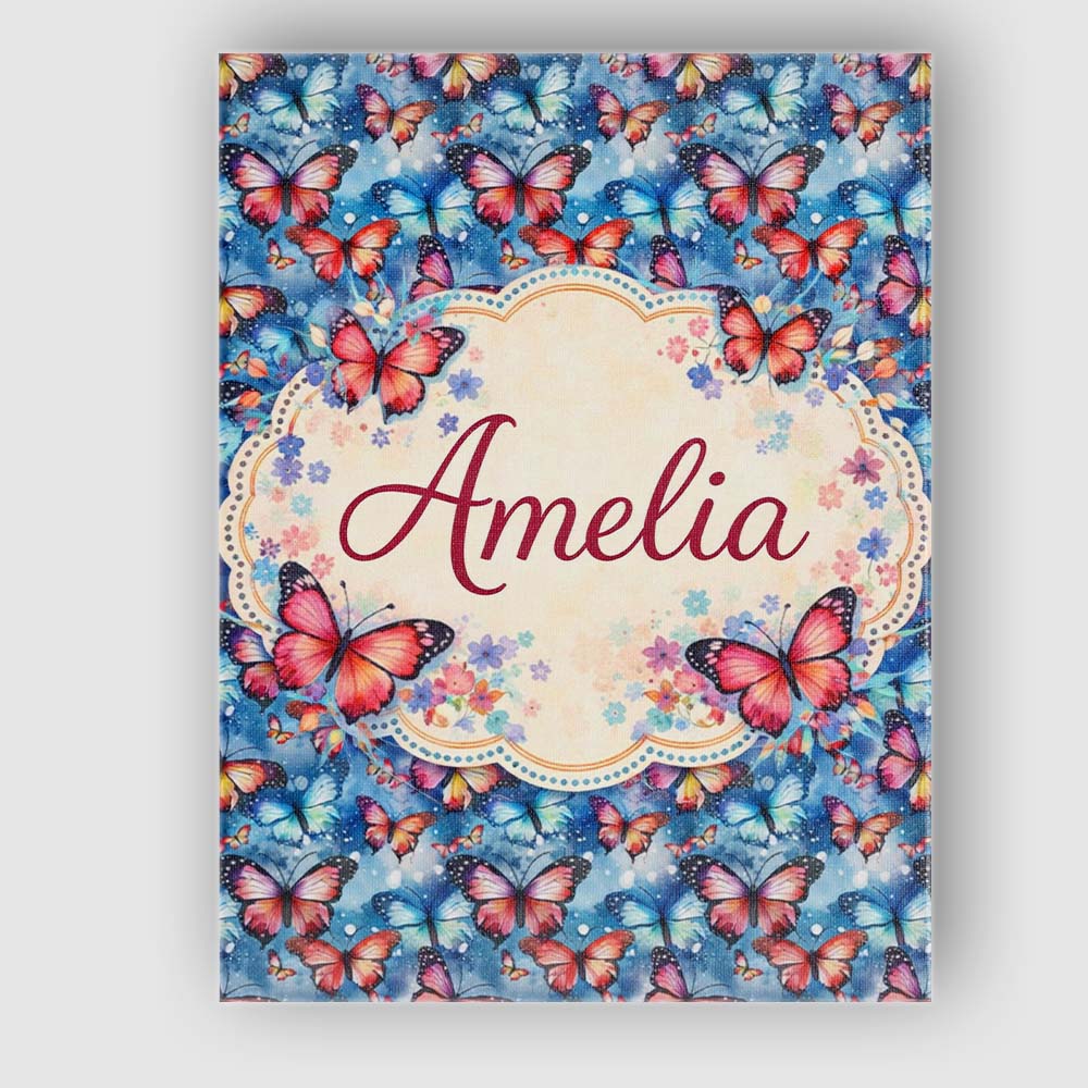 Personalised Name Vibrant Butterflies on Custom Unique Gift Idea Elegant Feature Canvas Wall Art Print Decor Picture Ready to Hang