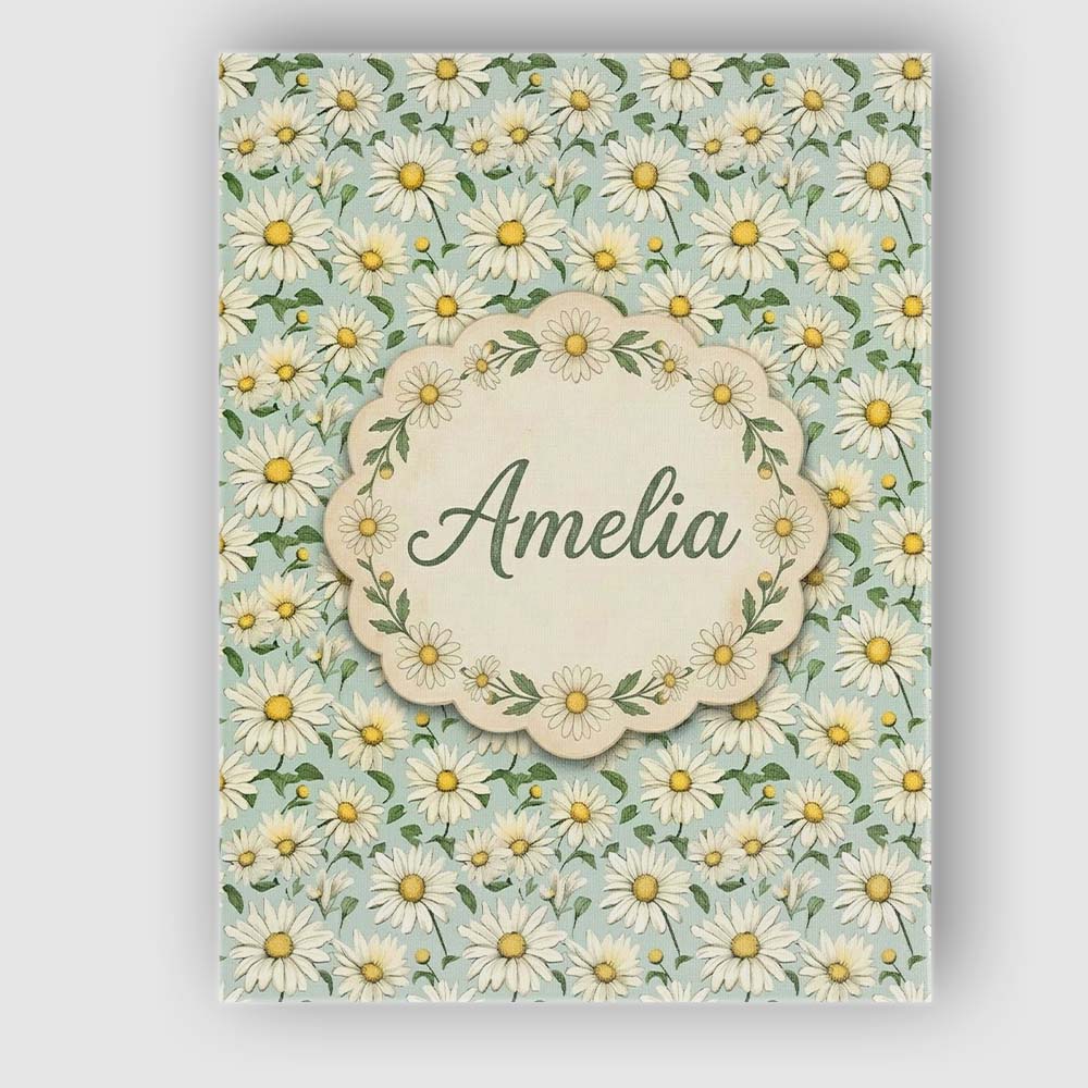 Personalised Name Green Background White Custom Unique Gift Idea Elegant Feature Canvas Wall Art Print Decor Picture Ready to Hang