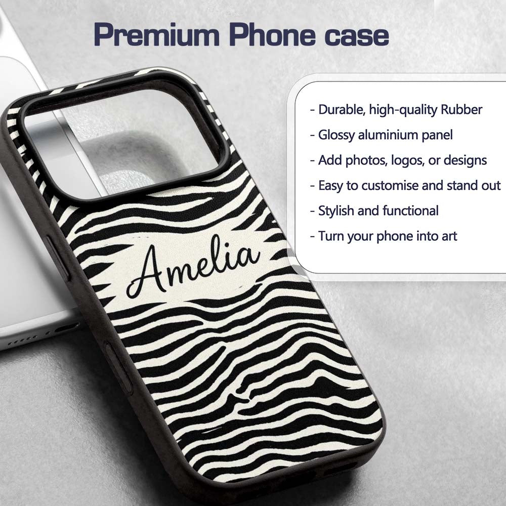 Organic Terrazzo Shapes Black Printed Design Custom Name Protective Phone Case Mobile Cover Durable Everyday Smartphone Shock Resistant