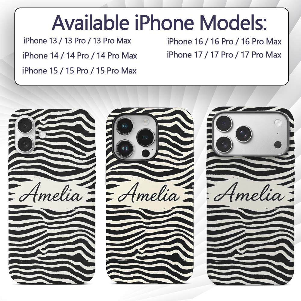Organic Terrazzo Shapes Black Printed Design Custom Name Protective Phone Case Mobile Cover Durable Everyday Smartphone Shock Resistant