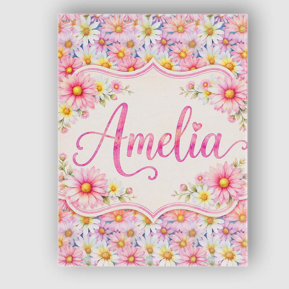 Personalised Name Pastel Pink and Yellow Custom Unique Gift Idea Elegant Feature Canvas Wall Art Print Decor Picture Ready to Hang