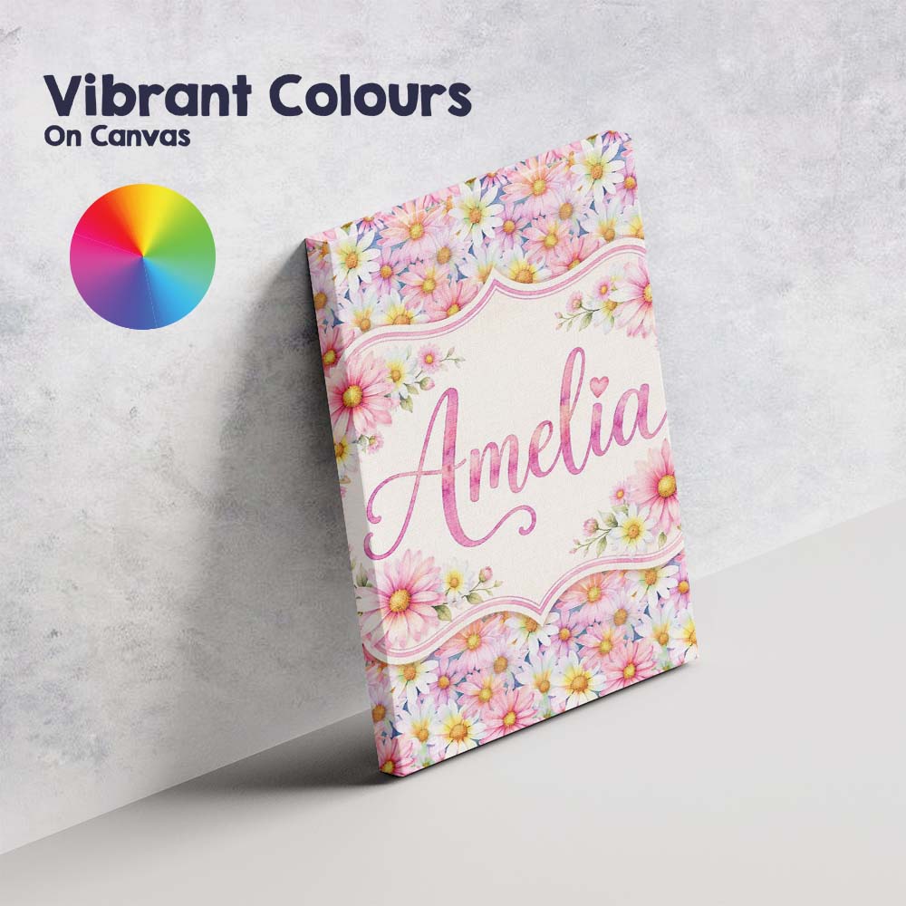 Personalised Name Pastel Pink and Yellow Custom Unique Gift Idea Elegant Feature Canvas Wall Art Print Decor Picture Ready to Hang