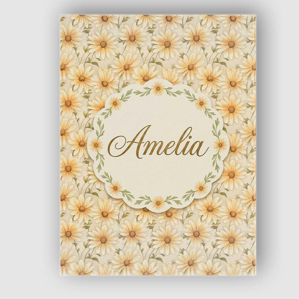 Personalised Name Warm Cream Yellow Daisy Custom Unique Gift Idea Elegant Feature Canvas Wall Art Print Decor Picture Ready to Hang