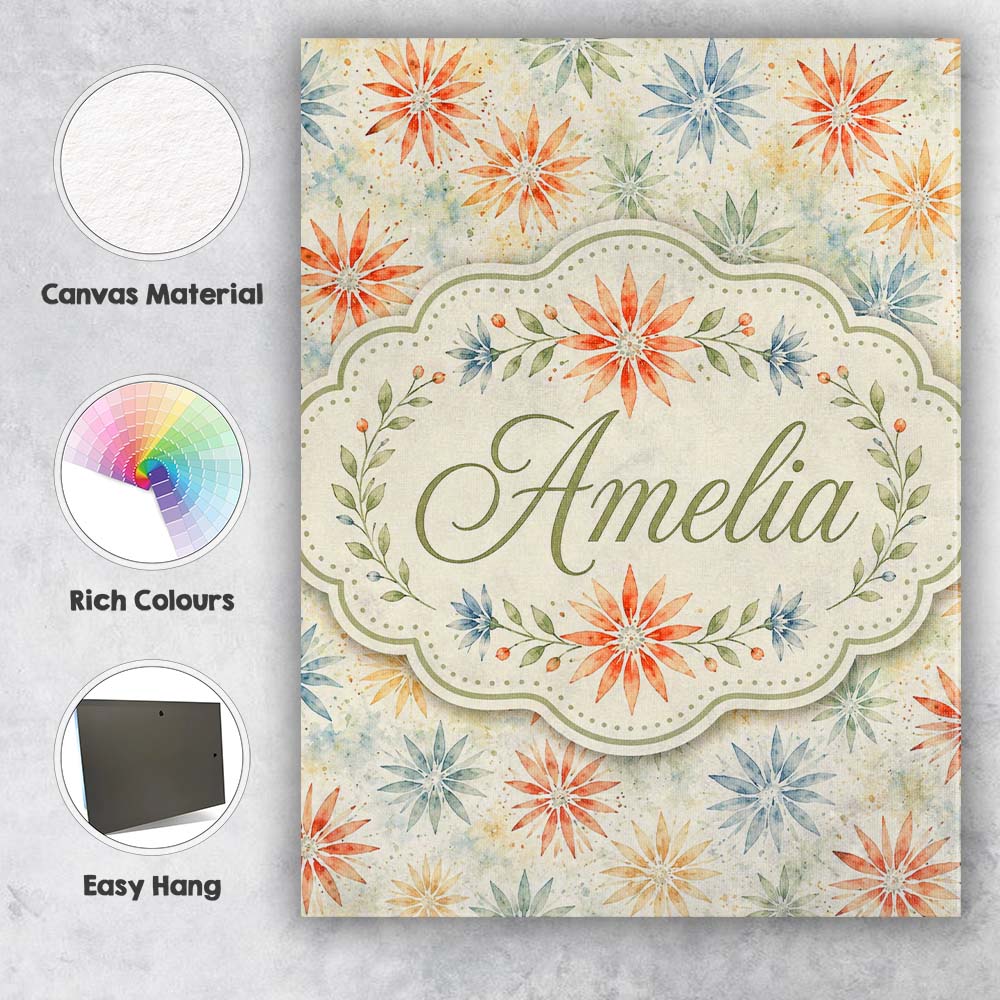 Personalised Name Multicolor Starburst Custom Modern Room Accent Elegant Feature Canvas Wall Art Print Decor Picture Ready to Hang