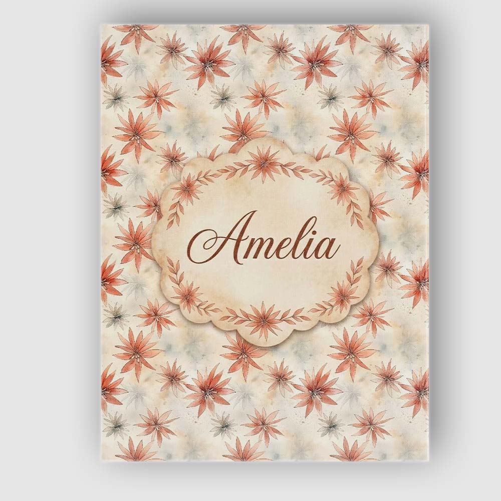 Personalised Name Soft Coral Starflower Custom Modern Room Accent Elegant Feature Canvas Wall Art Print Decor Picture Ready to Hang