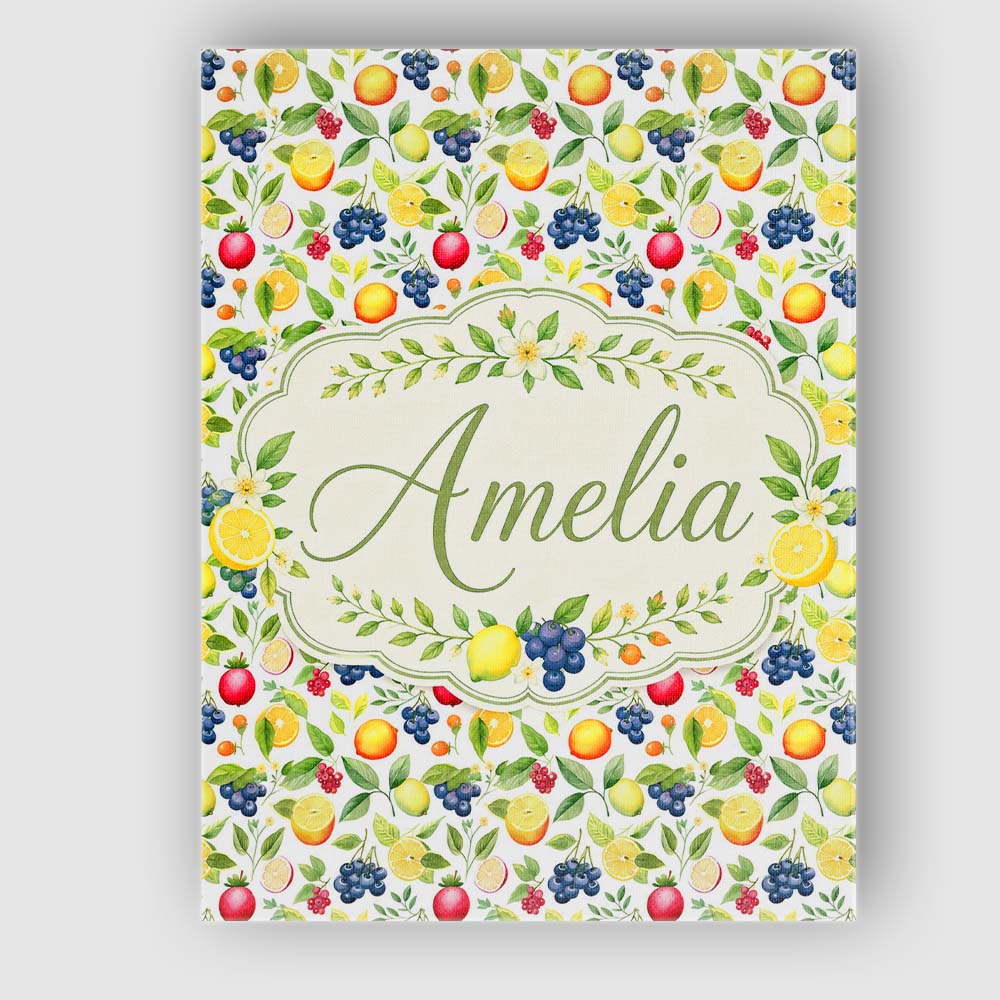 Personalised Name Watercolor Citrus and Custom Modern Room Accent Elegant Feature Canvas Wall Art Print Decor Picture Ready to Hang