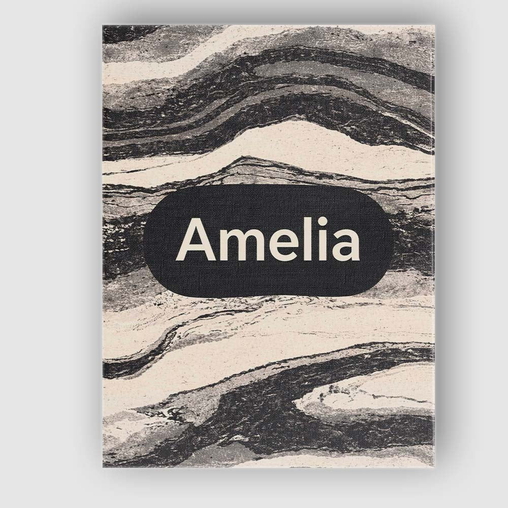 Personalised Name Fine Line Topography Black Cream Abstract Contour Custom Canvas Wall Art Print Decor Picture Ready to Hang