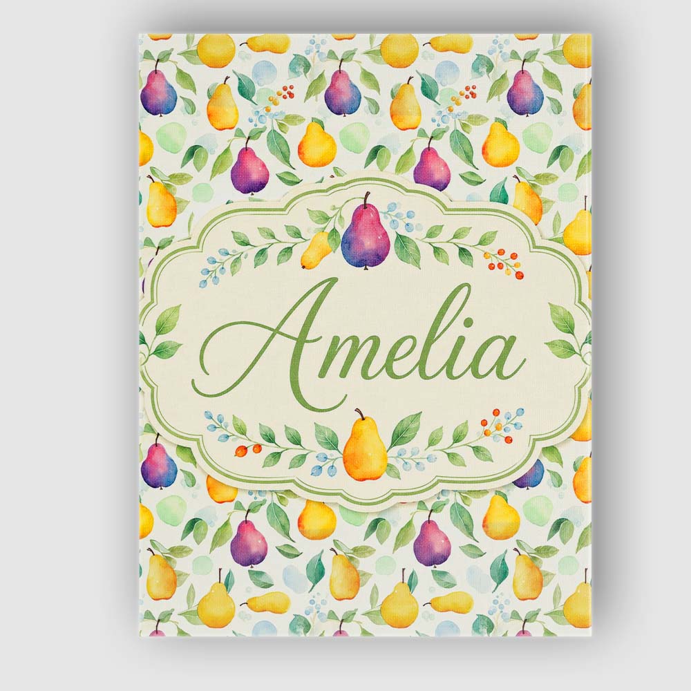 Personalised Name Soft Watercolor Pear and Custom Unique Gift Idea Elegant Feature Canvas Wall Art Print Decor Picture Ready to Hang