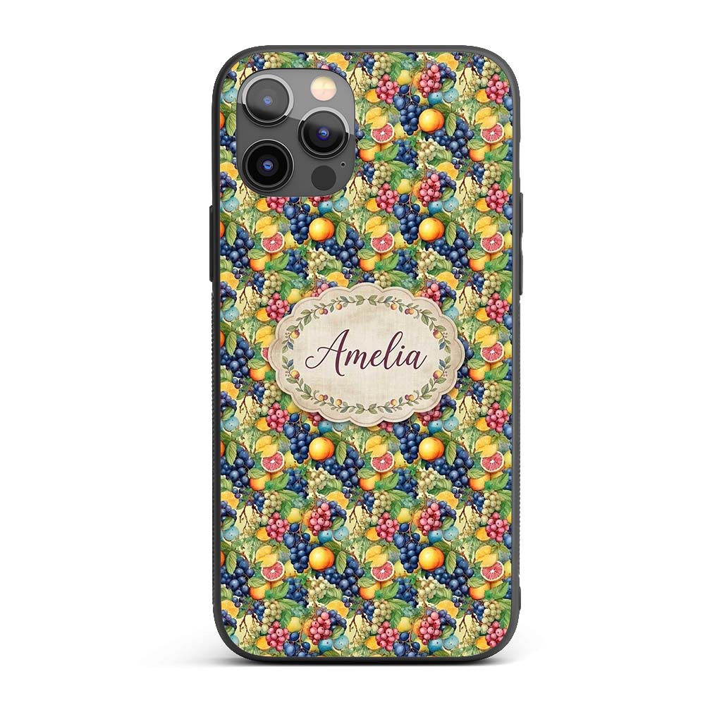 Rich Detailed Grapes Citrus and Printed Design Custom Name Protective Phone Case Mobile Cover Durable Everyday Smartphone Shock Resistant