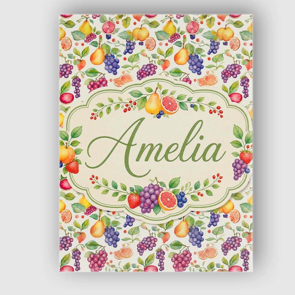 Personalised Name Fresh Watercolor Grapes Custom Unique Gift Idea Elegant Feature Canvas Wall Art Print Decor Picture Ready to Hang