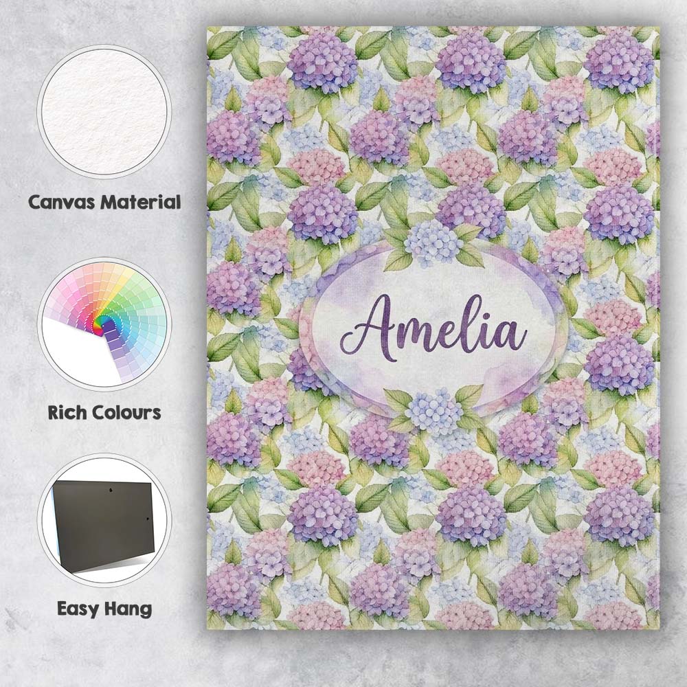 Personalised Name Soft Pastel Purple Pink Custom Unique Gift Idea Elegant Feature Canvas Wall Art Print Decor Picture Ready to Hang