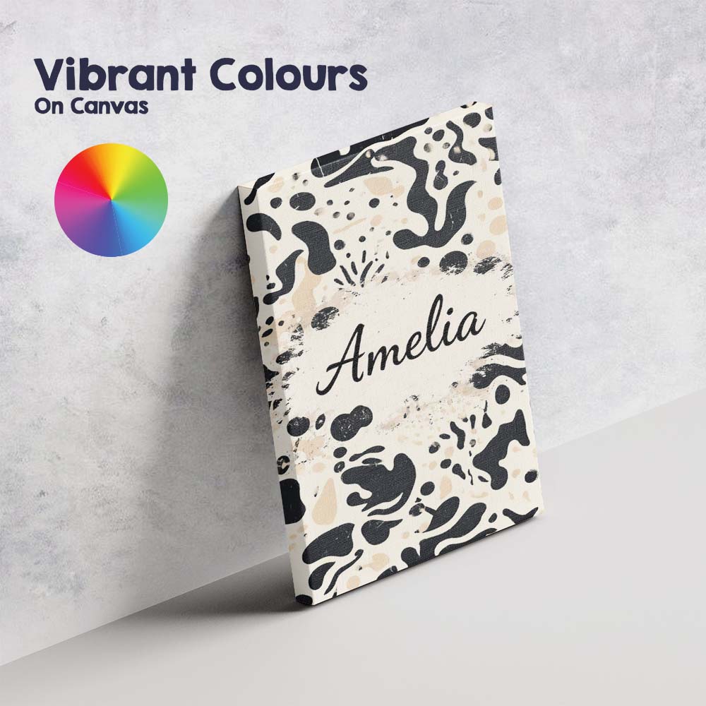 Personalised Name Abstract Organic Blobs Black Beige Modern Artistic Custom Home Canvas Wall Art Print Decor Picture Ready to Hang