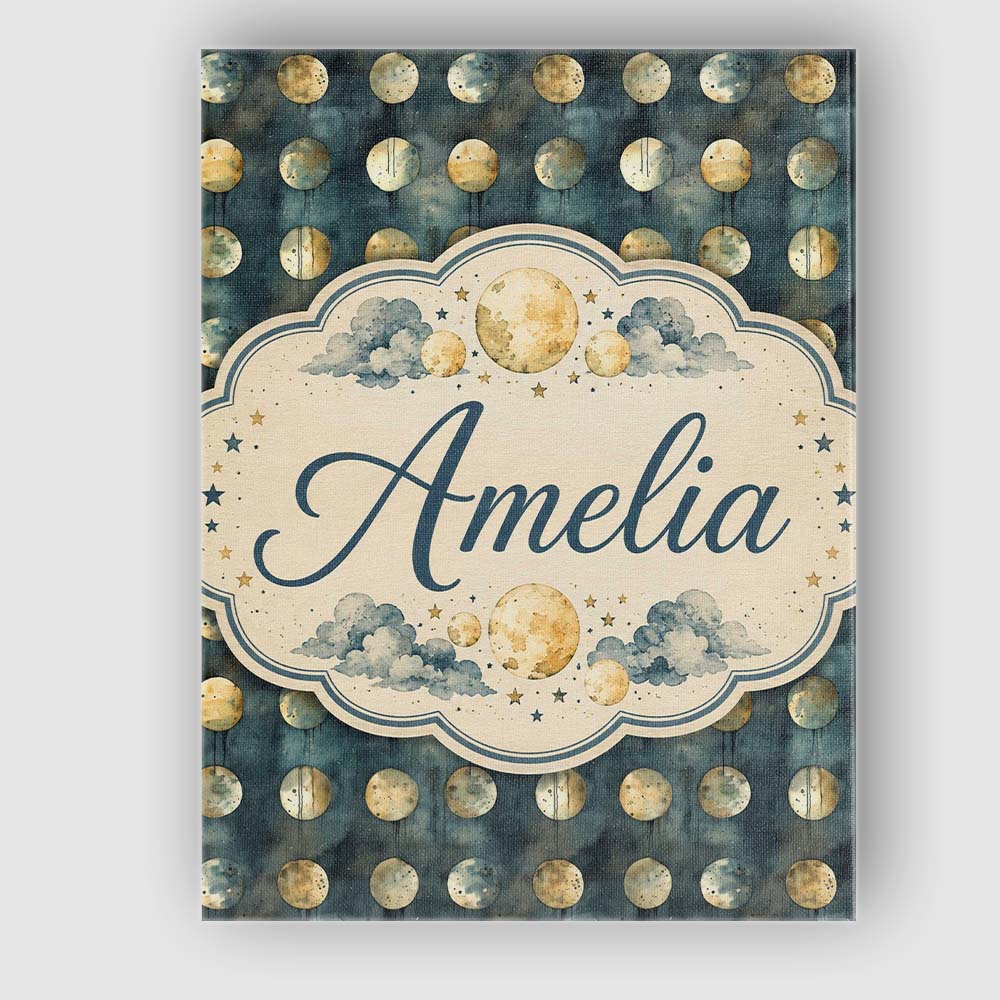Personalised Name Rustic Gold Circle Galaxy Custom Bespoke Interior Contemporary Canvas Wall Art Print Decor Picture Ready to Hang