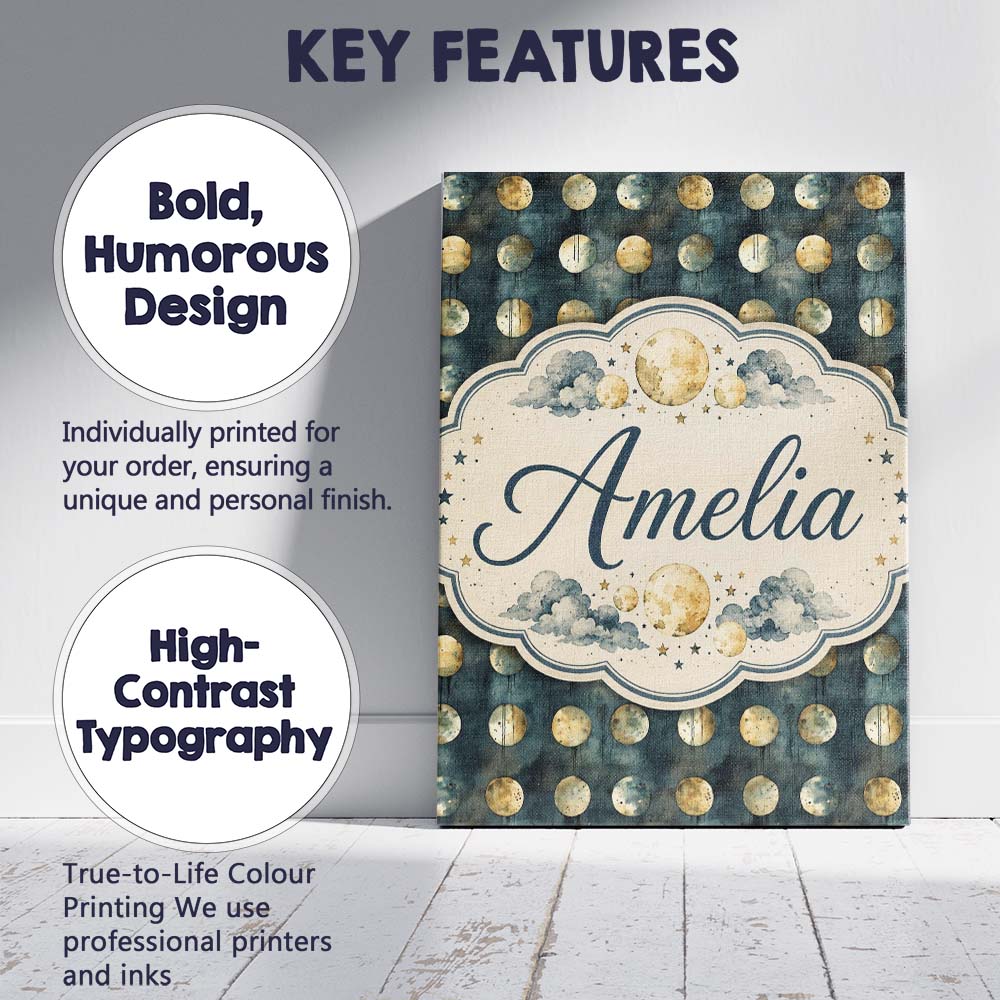 Personalised Name Rustic Gold Circle Galaxy Custom Bespoke Interior Contemporary Canvas Wall Art Print Decor Picture Ready to Hang