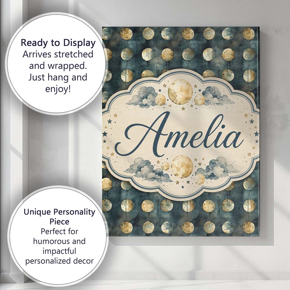 Personalised Name Rustic Gold Circle Galaxy Custom Bespoke Interior Contemporary Canvas Wall Art Print Decor Picture Ready to Hang