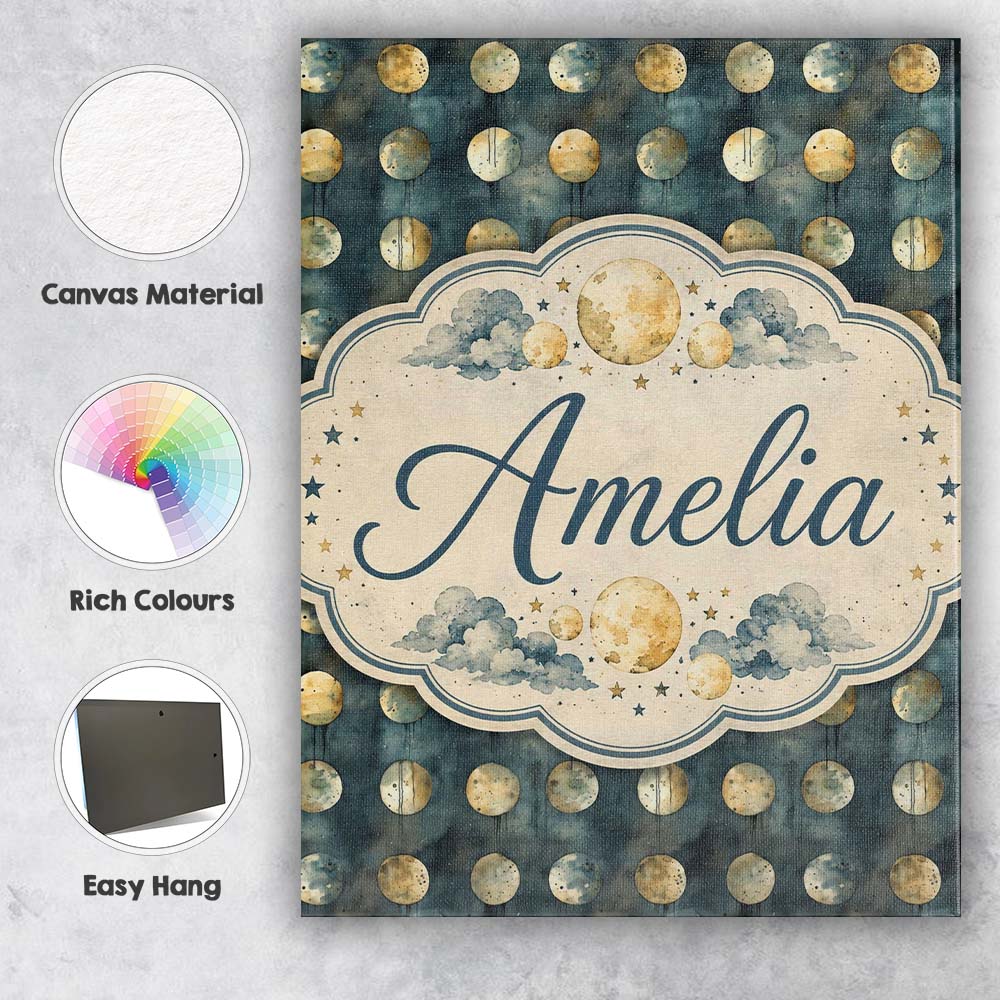 Personalised Name Rustic Gold Circle Galaxy Custom Bespoke Interior Contemporary Canvas Wall Art Print Decor Picture Ready to Hang