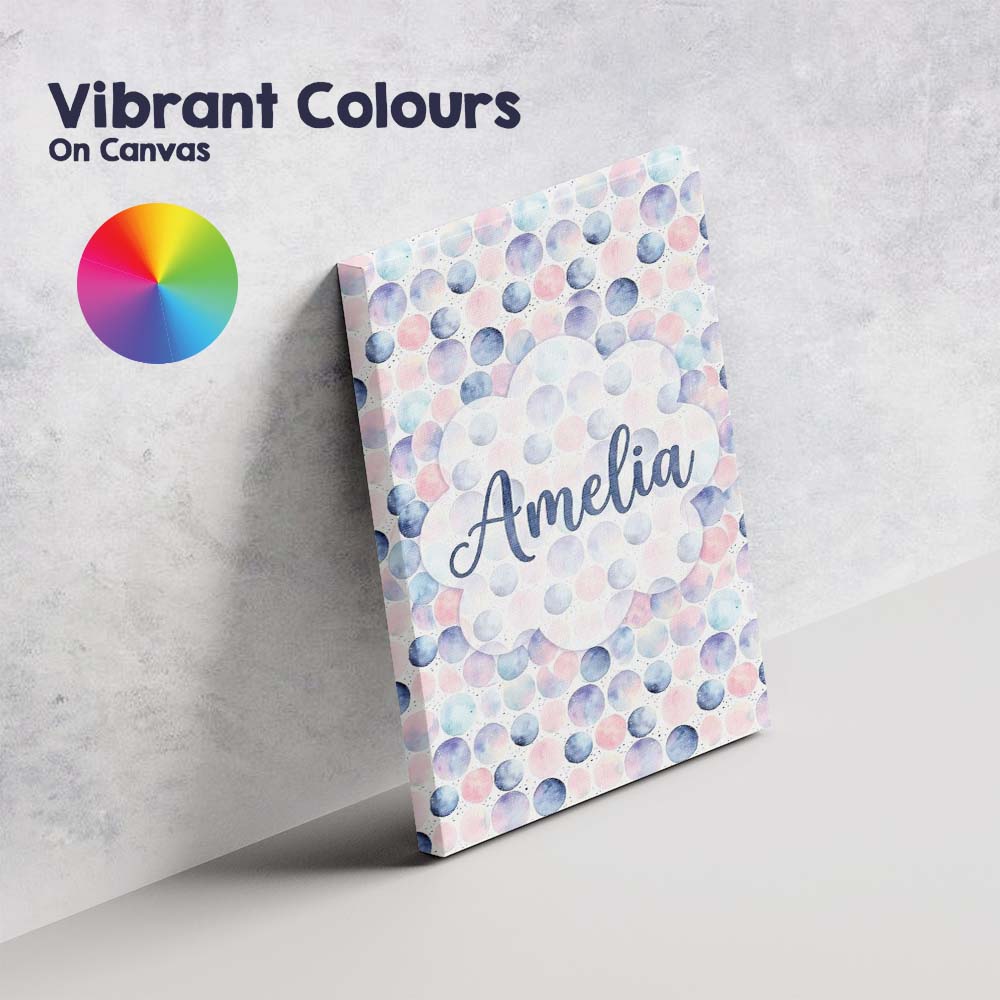 Personalised Name Pastel Watercolor Polka Custom Unique Gift Idea Elegant Feature Canvas Wall Art Print Decor Picture Ready to Hang