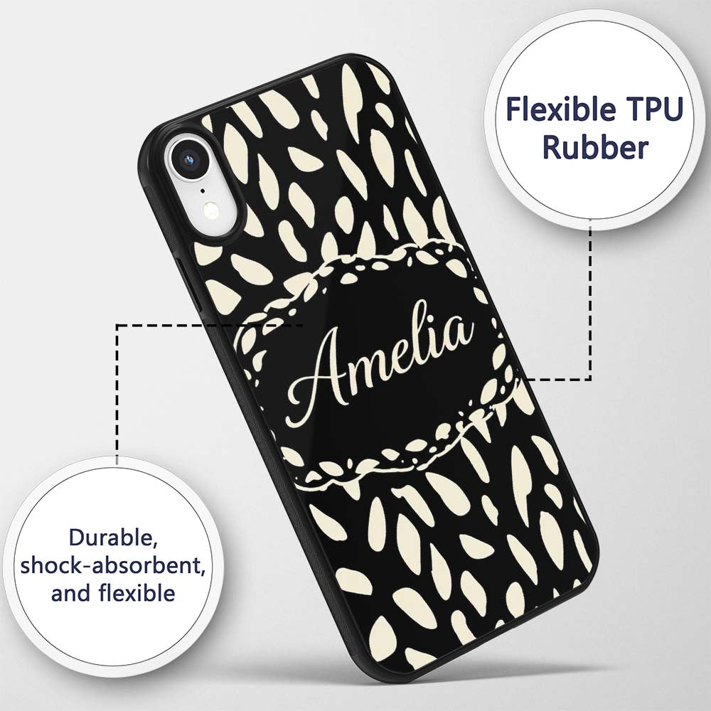 Scattered Pebble Spots Black Cream Irregular Dot Custom Name Protective Phone Case Mobile Cover Durable Everyday Smartphone Shock Resistant