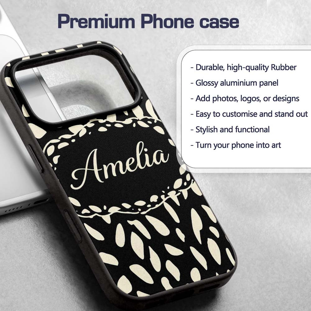 Scattered Pebble Spots Black Cream Irregular Dot Custom Name Protective Phone Case Mobile Cover Durable Everyday Smartphone Shock Resistant