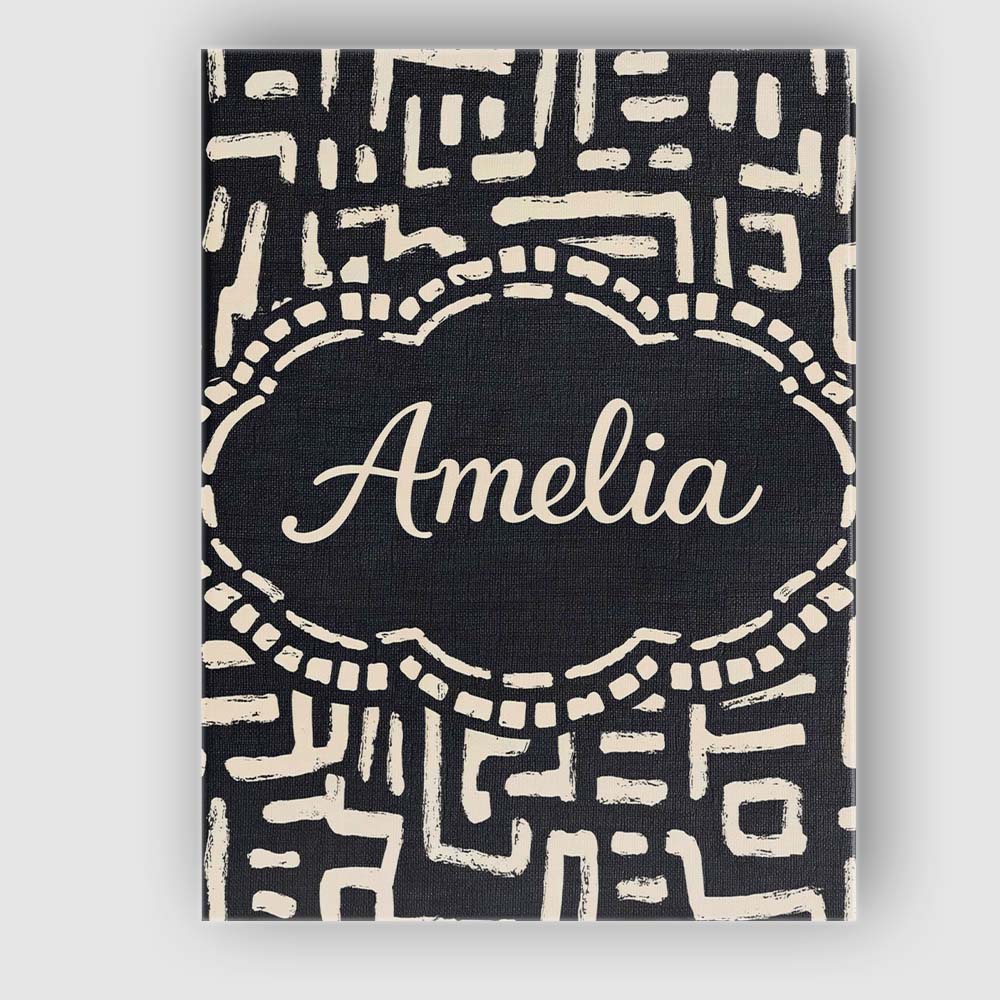 Personalised Name Tribal Maze Lines Black Cream Geometric Abstract Custom Unique Canvas Wall Art Print Decor Picture Ready to Hang