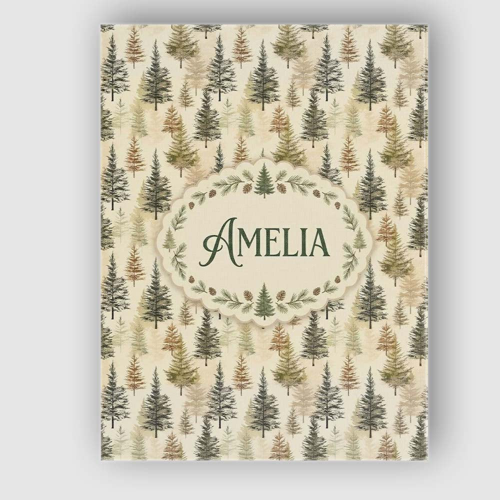 Personalised Name Autumn Pine Forest Soft Custom Unique Gift Idea Elegant Feature Canvas Wall Art Print Decor Picture Ready to Hang