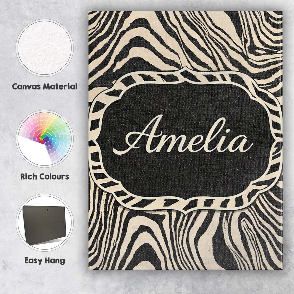 Personalised Name Layered Contour Waves Black Cream Topographic Custom Statement Canvas Wall Art Print Decor Picture Ready to Hang