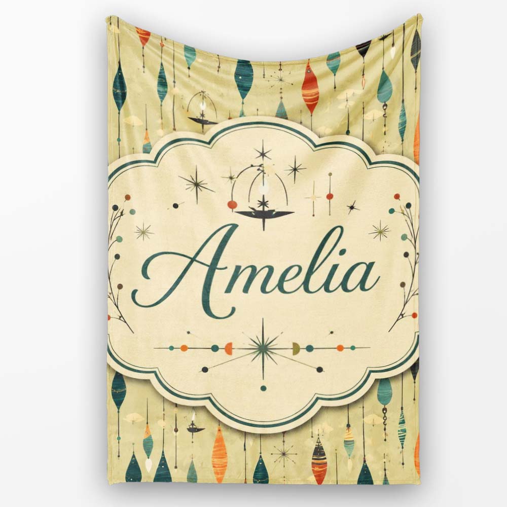 Hanging Ornaments Mid Century Seamless Pattern Cute Unique Gift Personalised Custom Name Super Soft Fleece Blanket Bed Sofa Throw