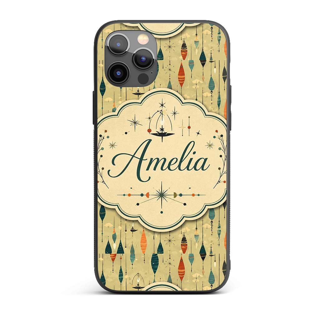 Hanging Ornaments Mid Century Seamless Pattern Custom Name Protective Phone Case Mobile Cover Durable Everyday Smartphone Shock Resistant