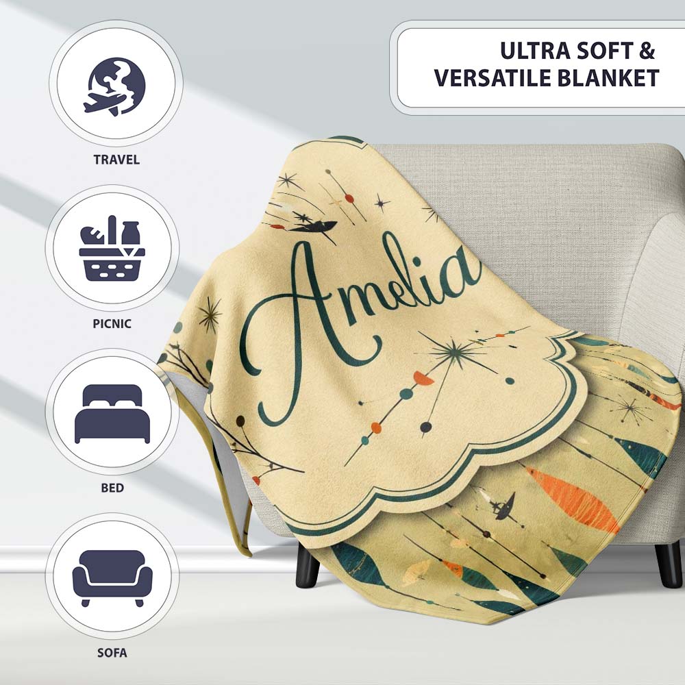 Hanging Ornaments Mid Century Seamless Pattern Cute Unique Gift Personalised Custom Name Super Soft Fleece Blanket Bed Sofa Throw