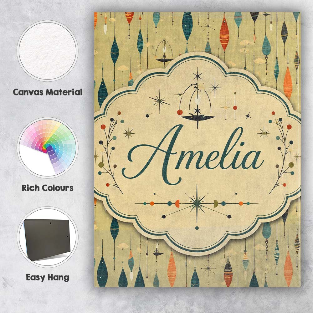 Personalised Name Hanging Ornaments Mid Custom Modern Room Accent Elegant Feature Canvas Wall Art Print Decor Picture Ready to Hang
